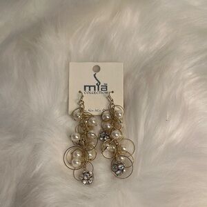 MISHA COLLECTION Gold and Silver Crystal Earrings pearl shiny prom dance formal